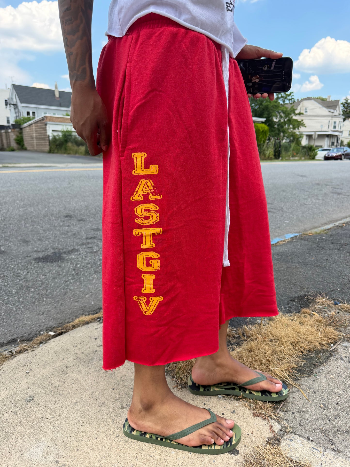 Red Sunburst Concrete Sweatshorts