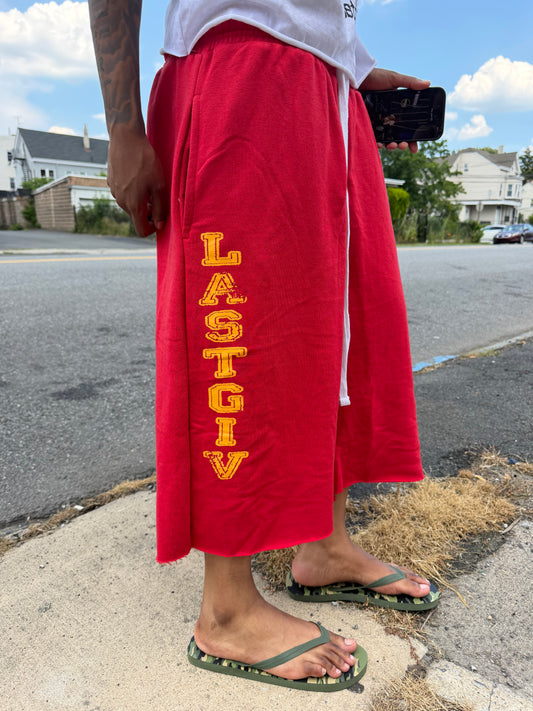 Red Sunburst Concrete Sweatshorts